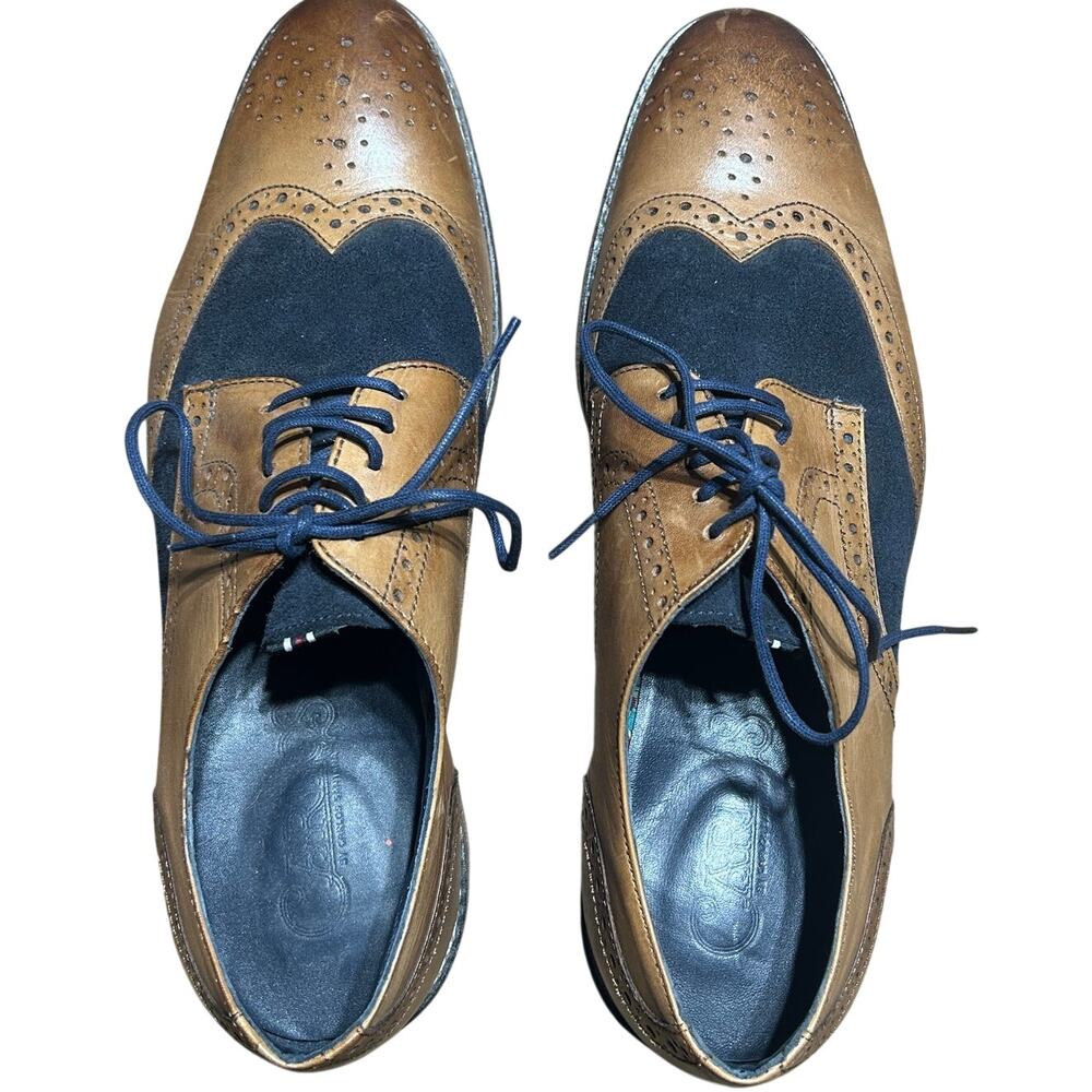 Carlos by Carlos Santana men's brown & navy leather brogues size 9